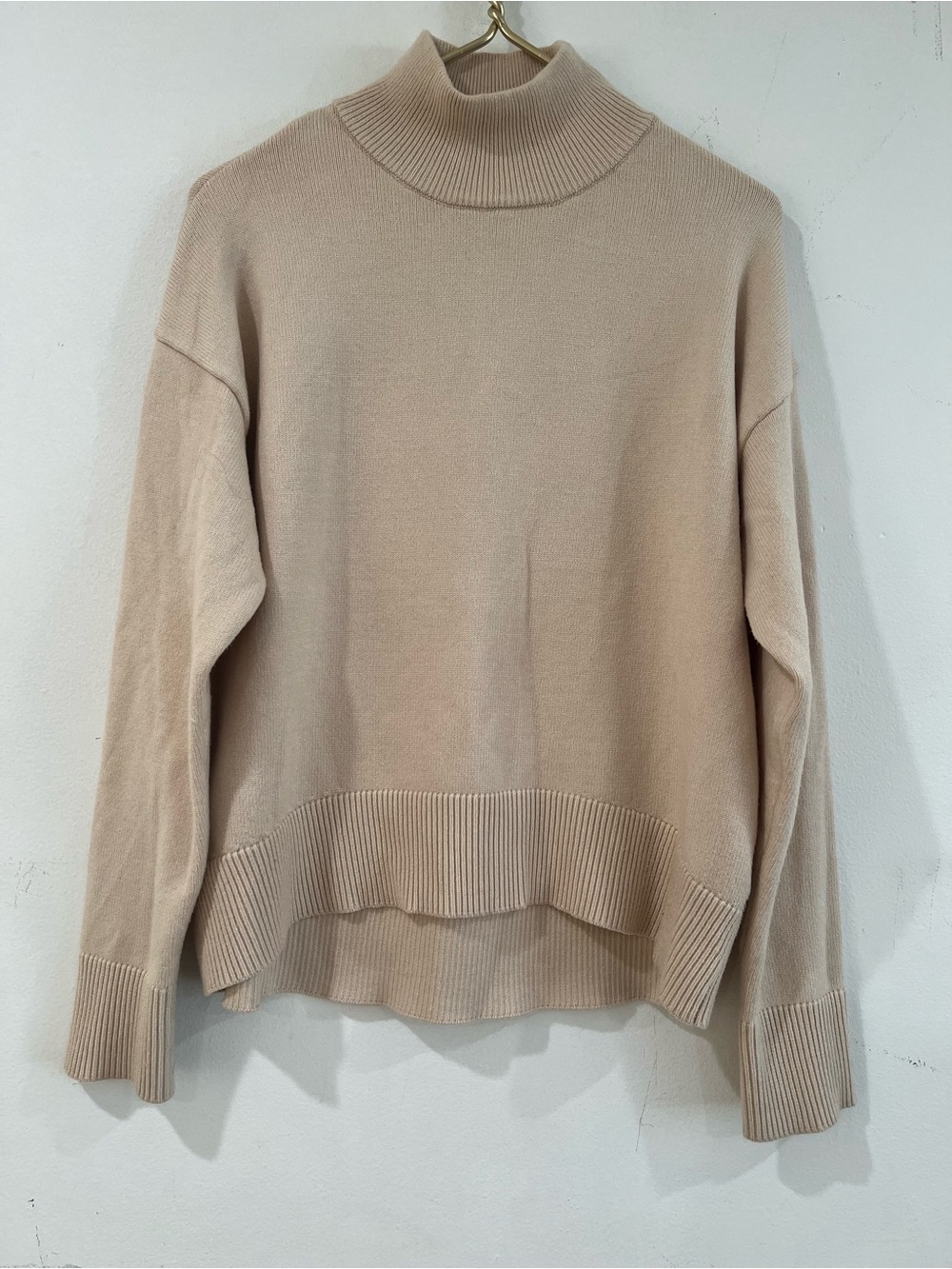 OAK FORT Women's Cream Turtleneck Knit  sweater oversized S